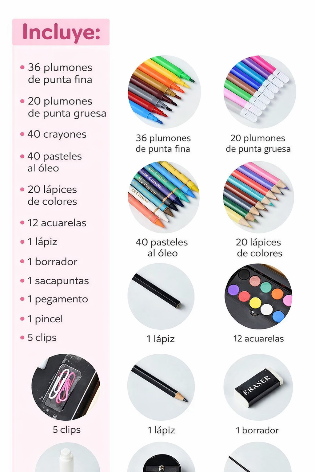 Kit de Arte 180 Piezas – Maletín de Dibujo y Pintura para Niños