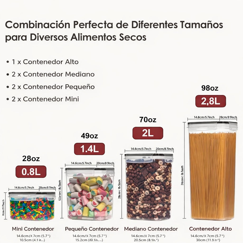 Set de 7 Tapers Herméticos para Cocina