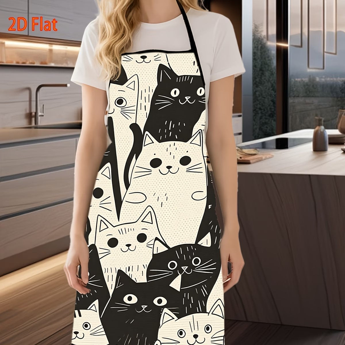 Delantal de Cocina con Diseño de Gatos – Ajustable