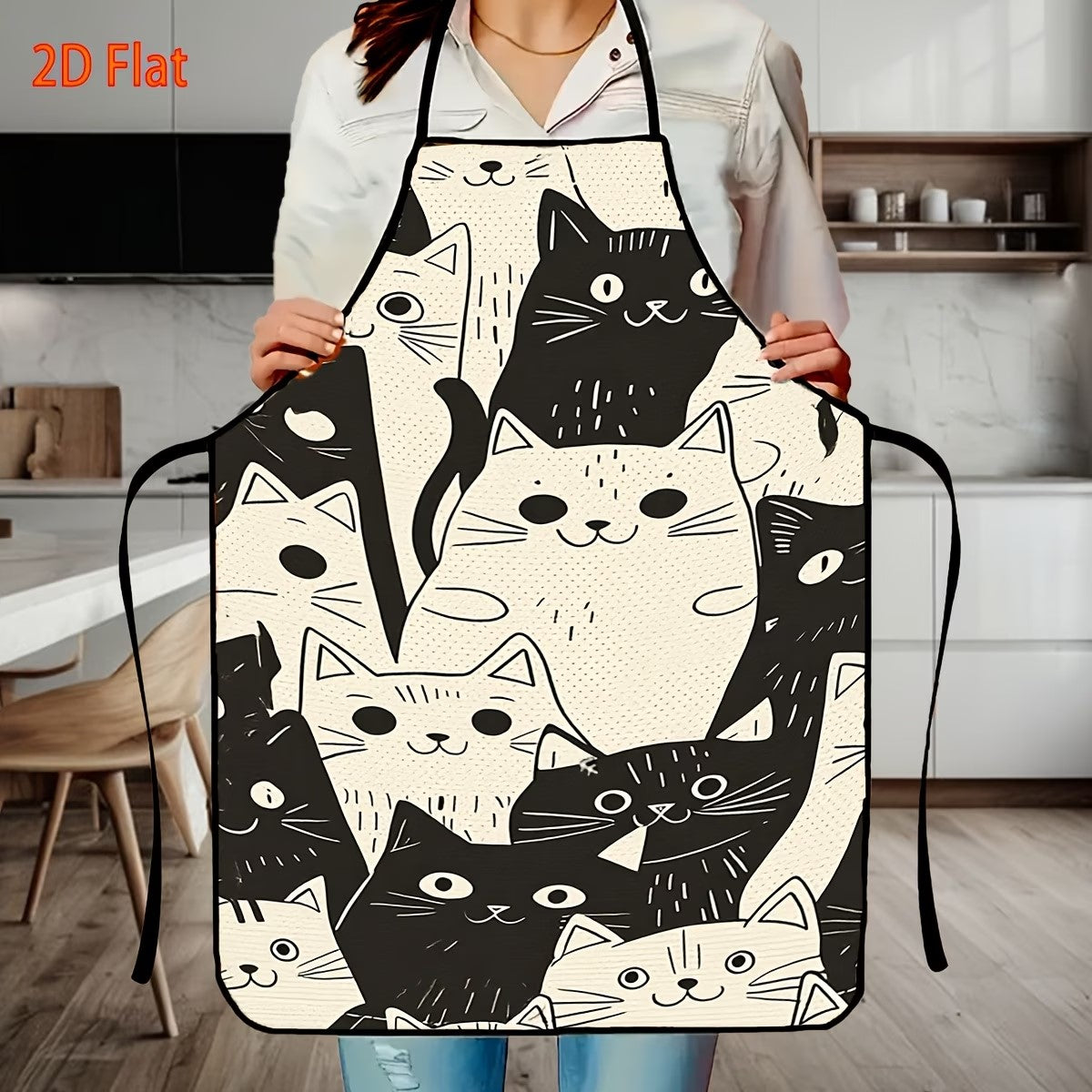 Delantal de Cocina con Diseño de Gatos – Ajustable