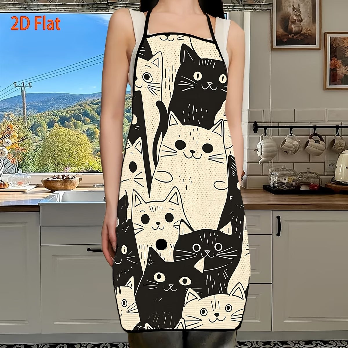 Delantal de Cocina con Diseño de Gatos – Ajustable