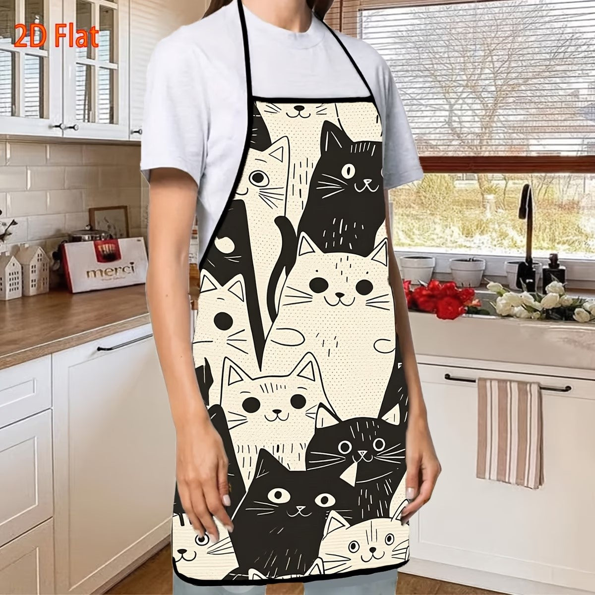 Delantal de Cocina con Diseño de Gatos – Ajustable