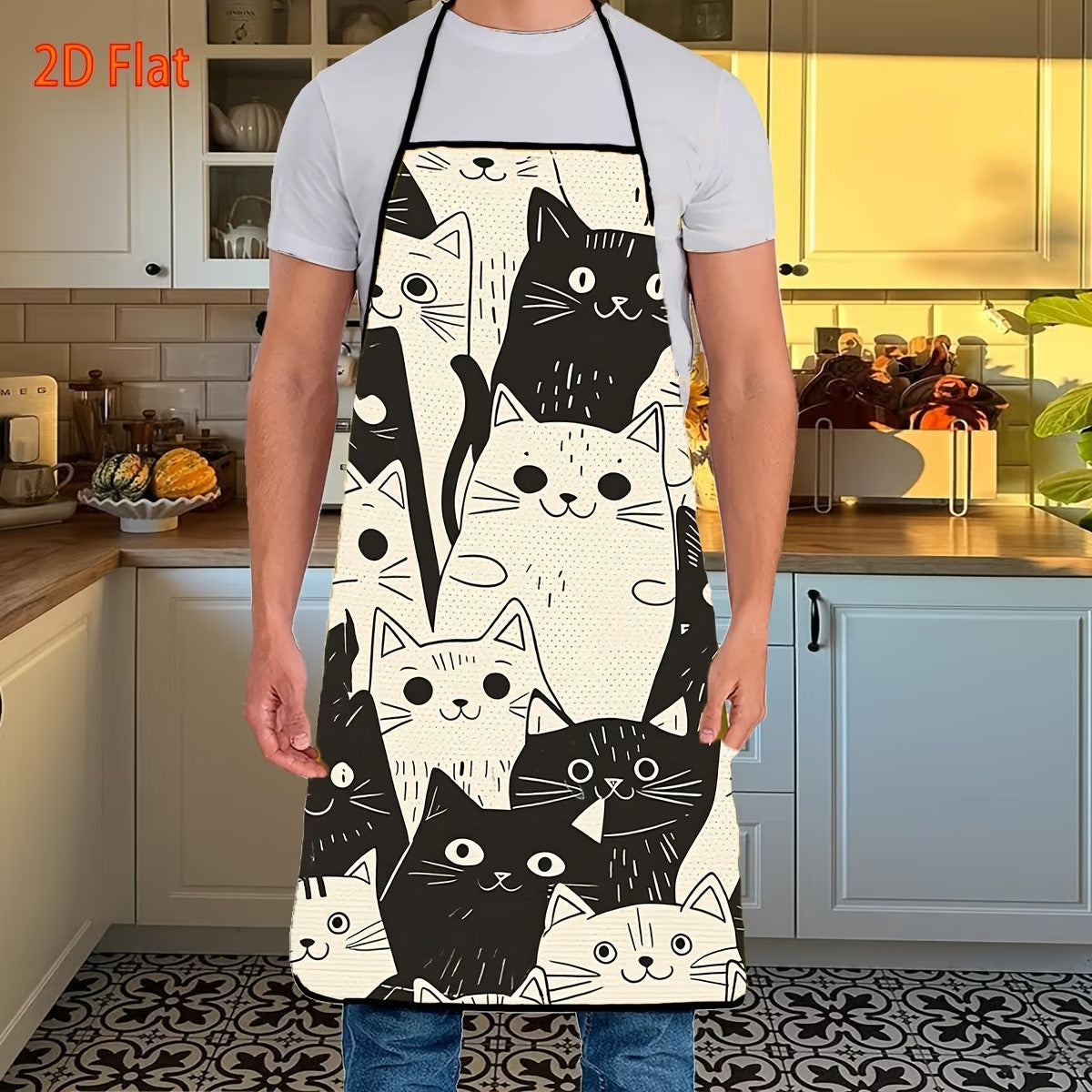 Delantal de Cocina con Diseño de Gatos – Ajustable