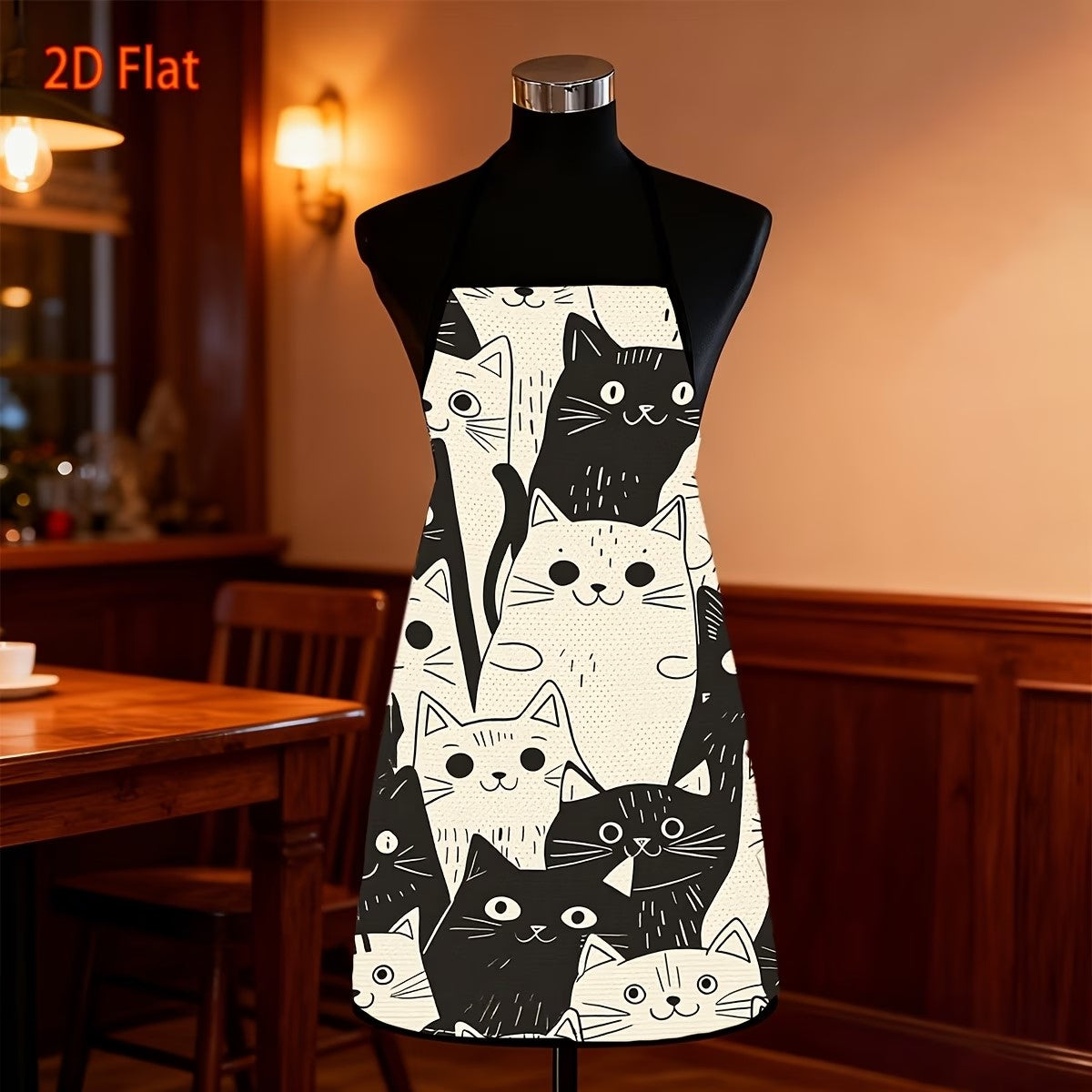 Delantal de Cocina con Diseño de Gatos – Ajustable